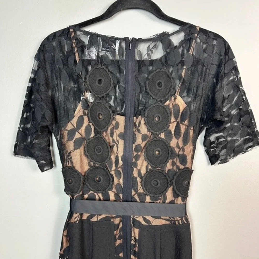 Bequile Byron‎ Lars Anthropologie Dress Size 4 Black Lace Sheath Cocktail Retro - Picture 7 of 11